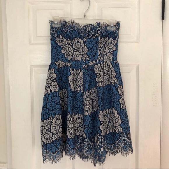 NBD Revolve Daimilee Strapless Blue Lace Dress - Picture 4 of 14